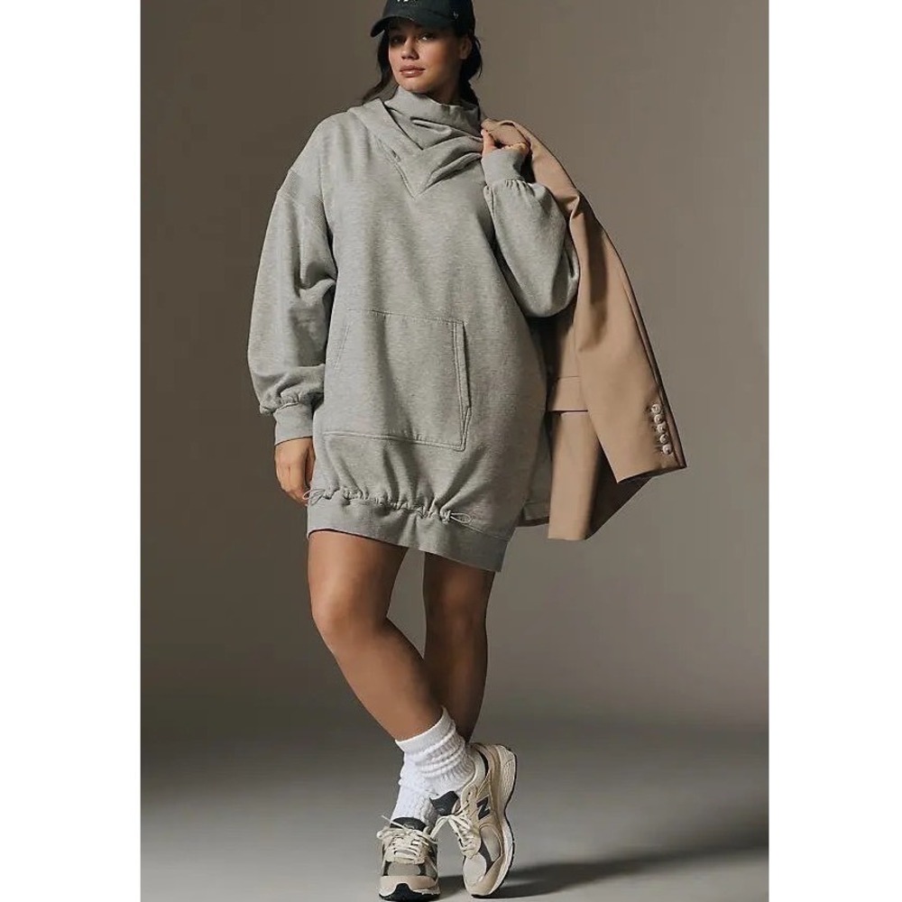 DAILY PRACTICE BY ANTHROPOLOGIE‎ Medium Hooded Mini Dress Gray